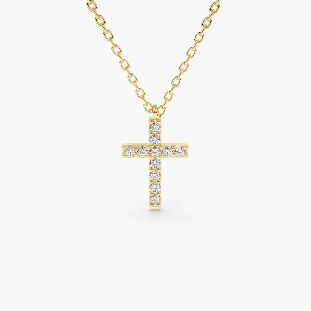 0.11CTW Micro Pave Diamond Cross Necklace