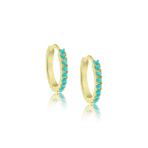 11MM Turquoise Eternity Hoop Earrings