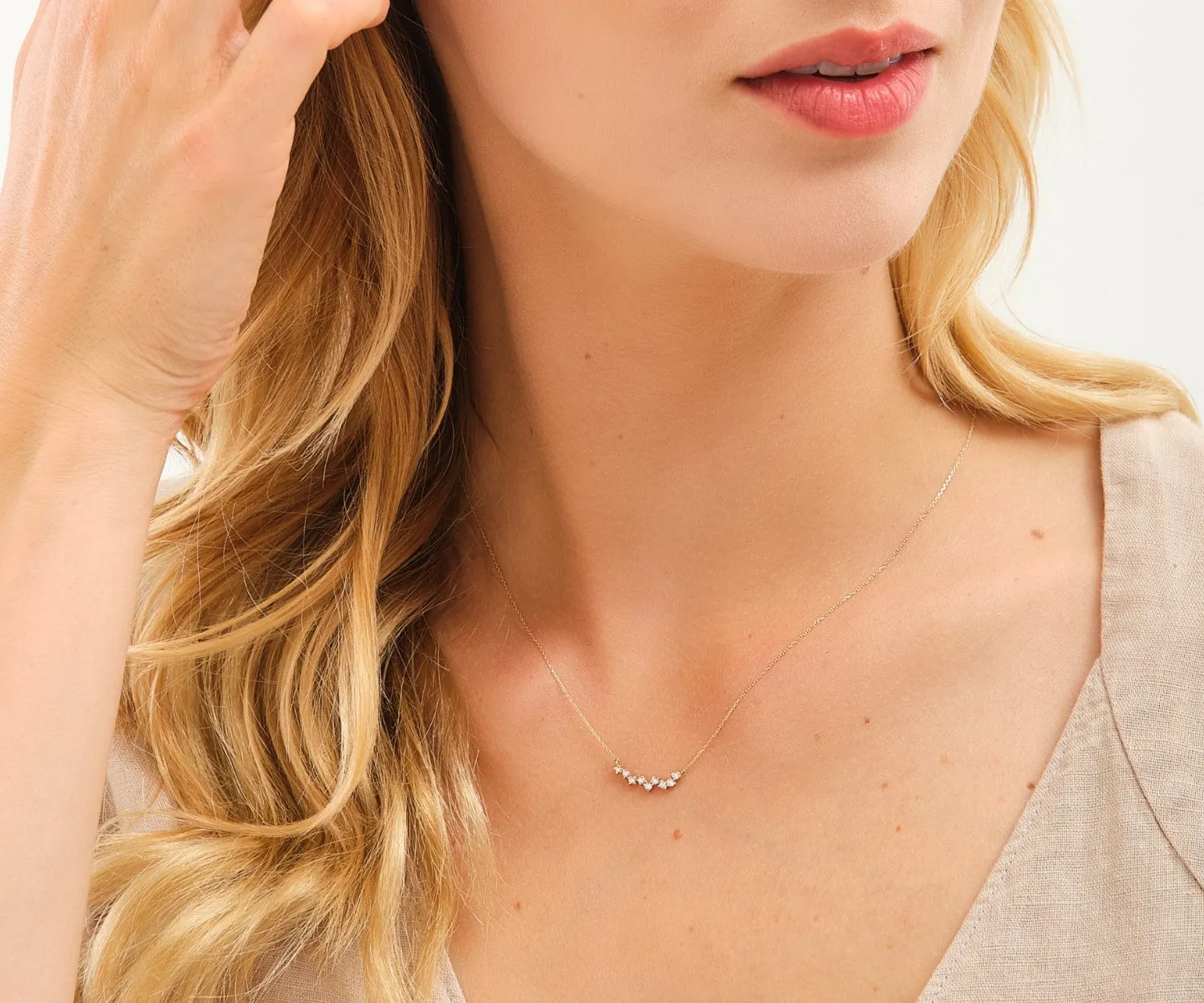 14K Solid Gold Chloe Diamond Necklace
