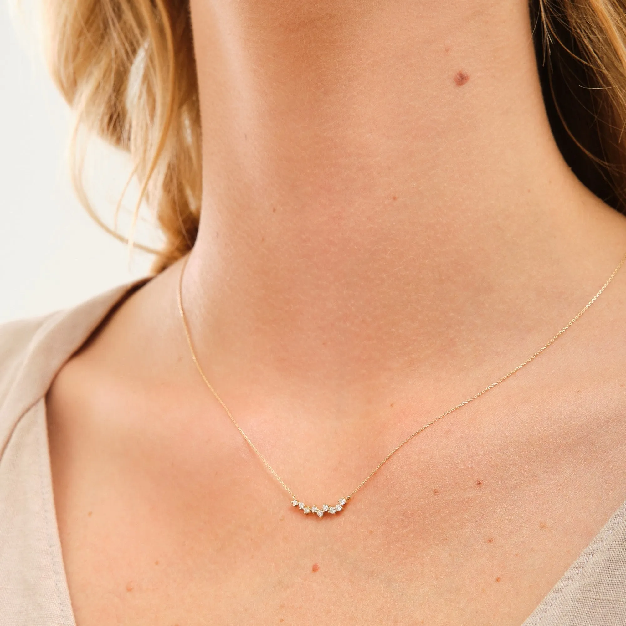 14K Solid Gold Chloe Diamond Necklace