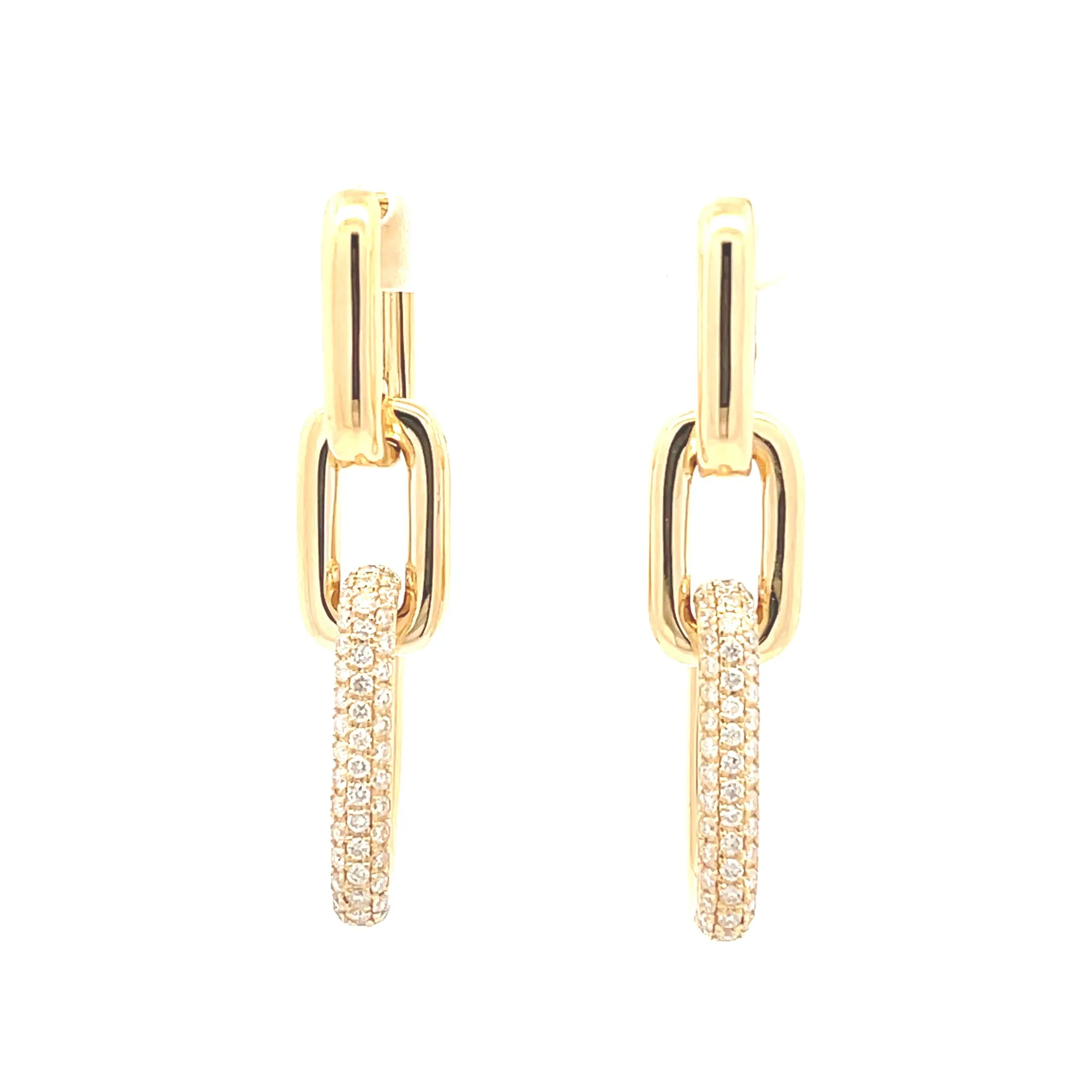 14K Yellow Gold 1/2 CTW Diamond Oval Link Dangle Earrings
