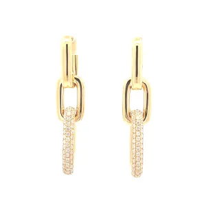14K Yellow Gold 1/2 CTW Diamond Oval Link Dangle Earrings