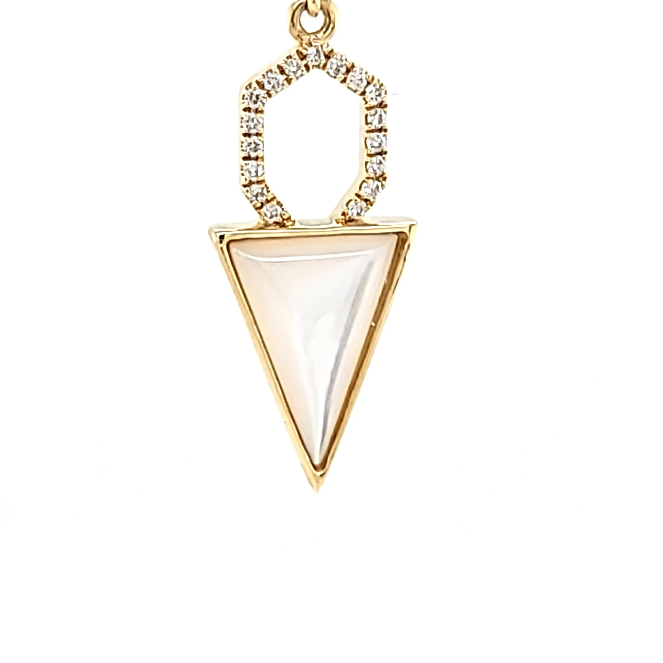 14k Yellow Gold Mother of Pearl & Diamond Arrow Dangle Earrings (I7433)