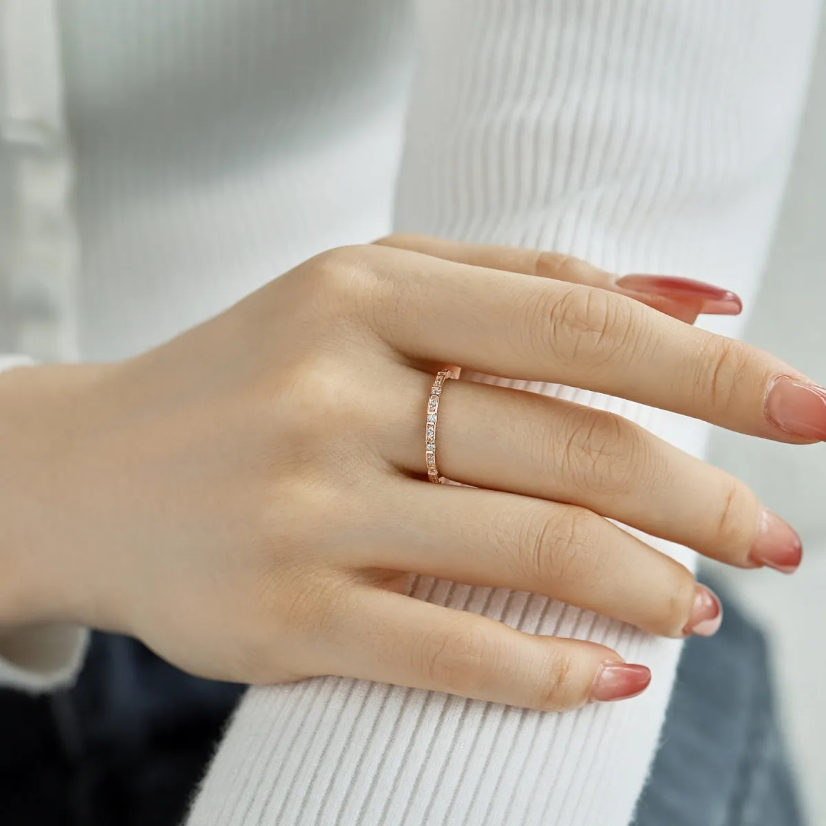 1.5mm Art Deco Full Eternity Ring - Rose Gold
