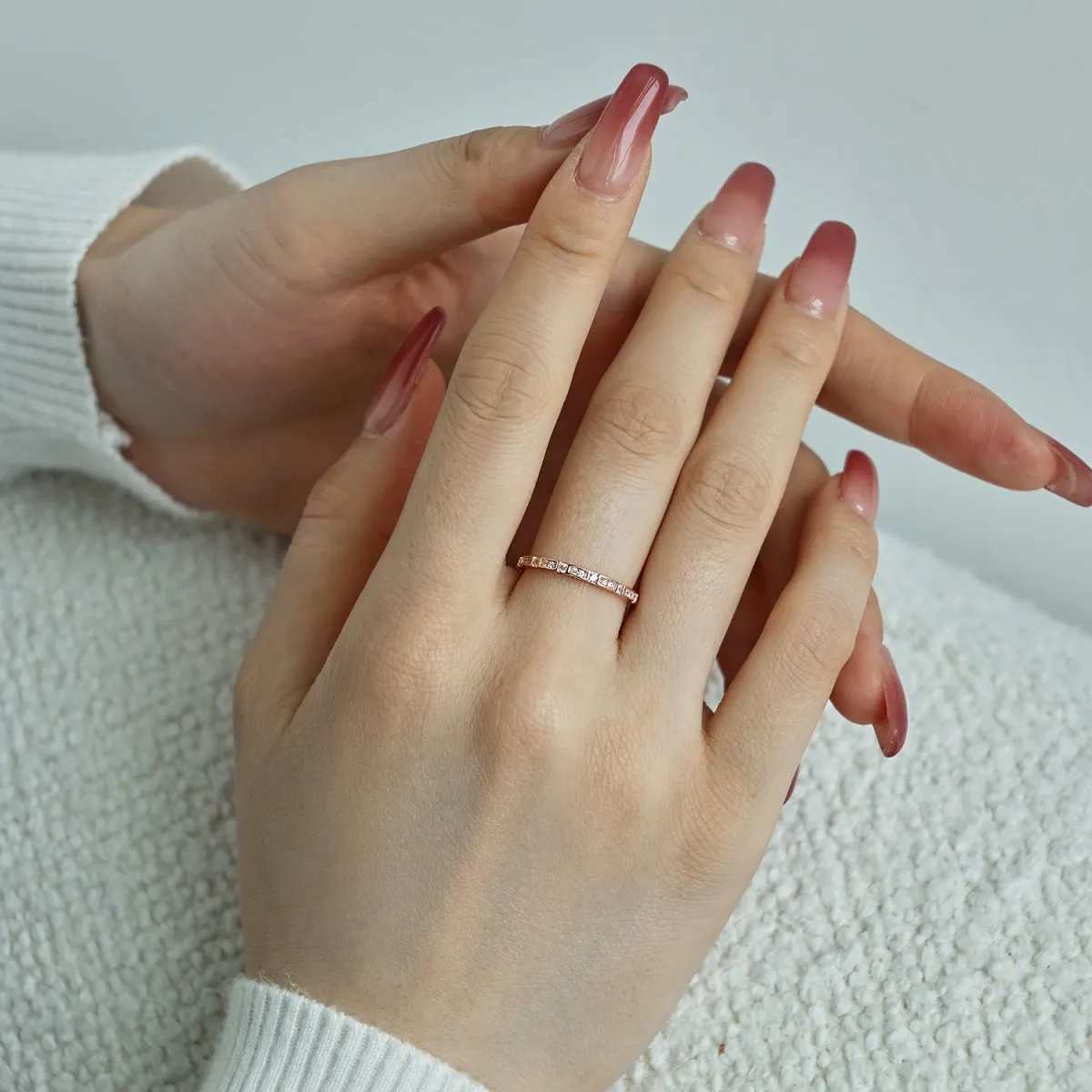 1.5mm Art Deco Full Eternity Ring - Rose Gold