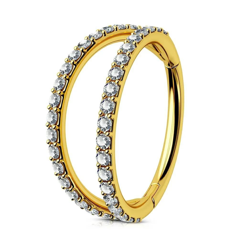 18G Double Titanium Nose Hoop Conch Earring CZ Helix Earring