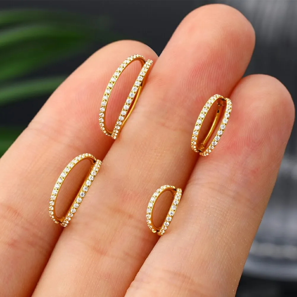 18G Double Titanium Nose Hoop Conch Earring CZ Helix Earring