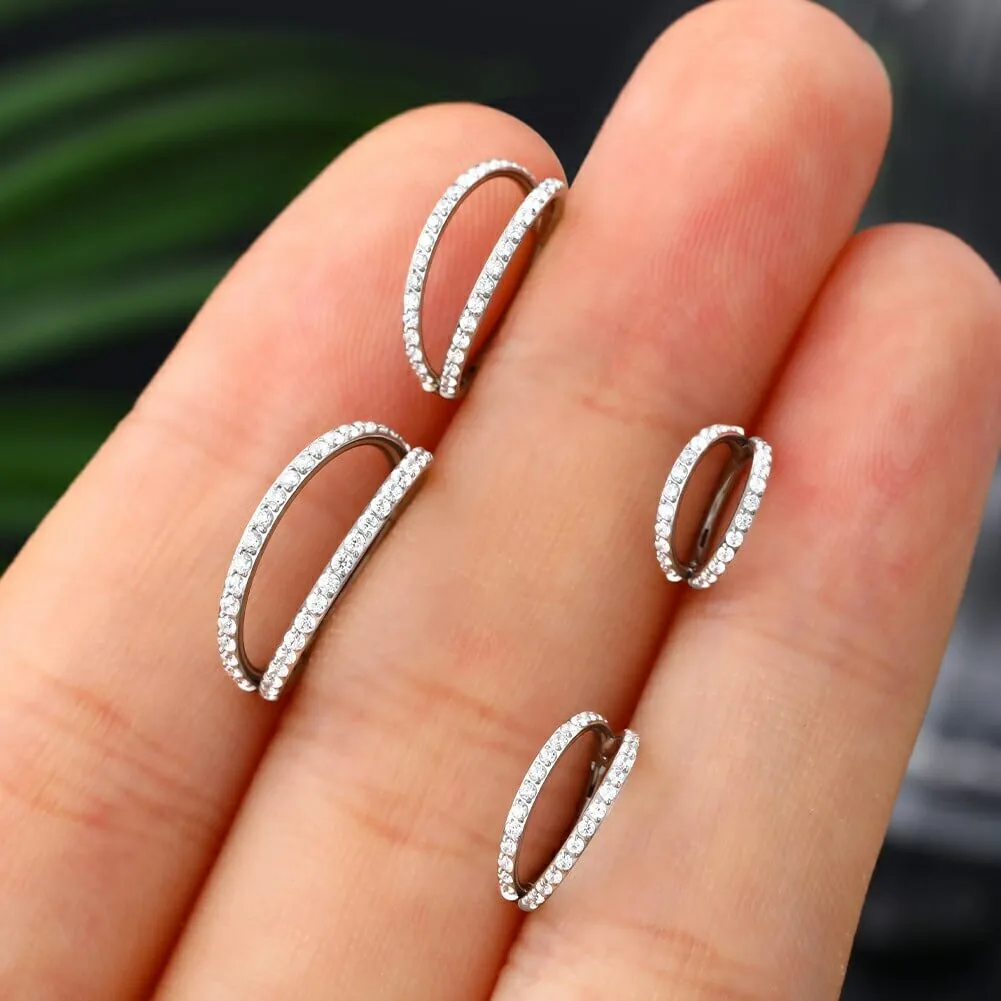 18G Double Titanium Nose Hoop Conch Earring CZ Helix Earring