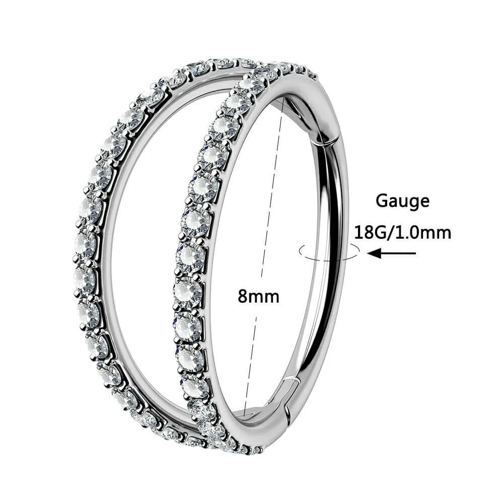 18G Double Titanium Nose Hoop Conch Earring CZ Helix Earring
