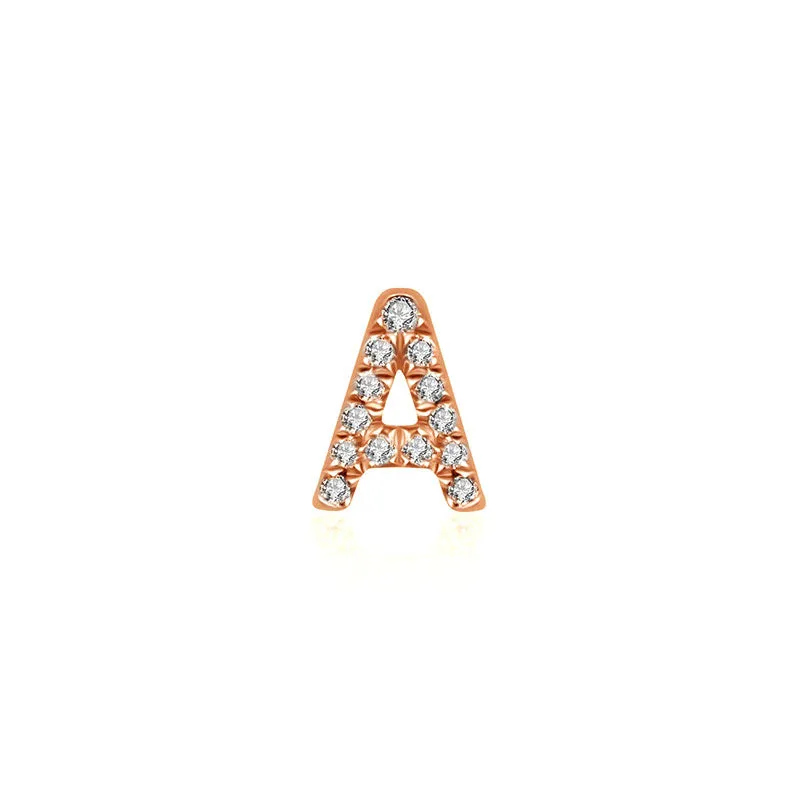 18k Gold Initial Letter "A" Diamond Pandent   Necklace