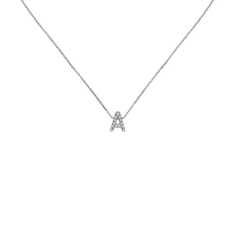 18k Gold Initial Letter "A" Diamond Pandent   Necklace