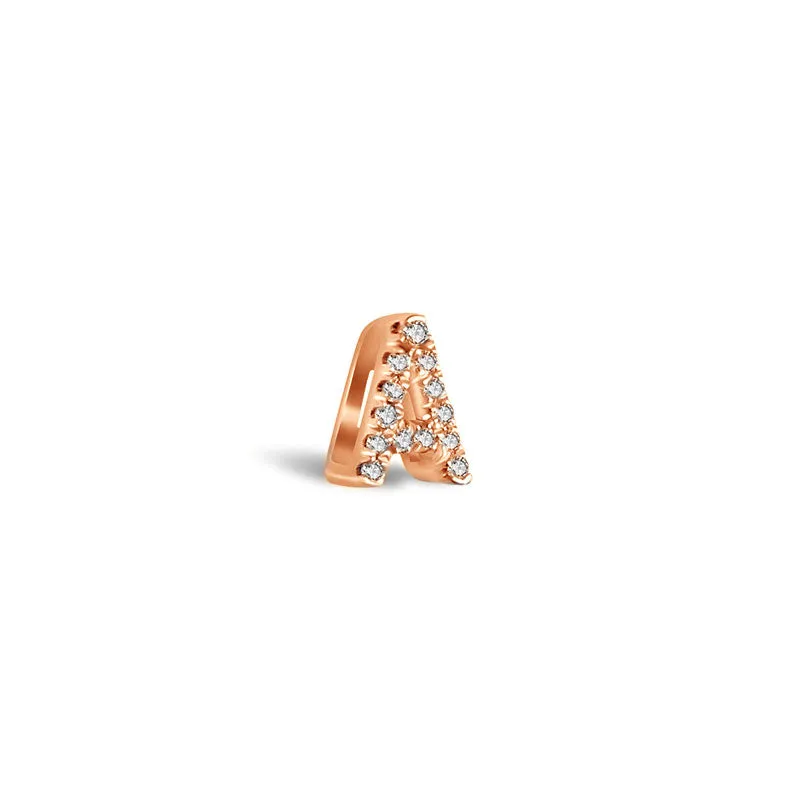 18k Gold Initial Letter "A" Diamond Pandent   Necklace