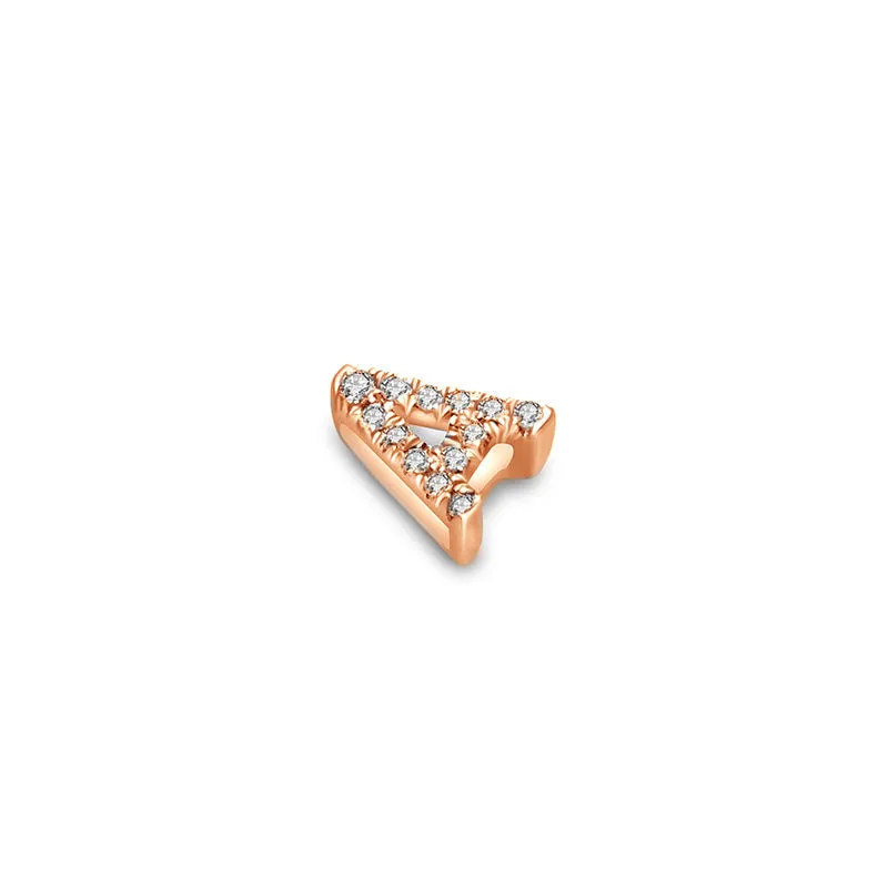 18k Gold Initial Letter "A" Diamond Pandent   Necklace