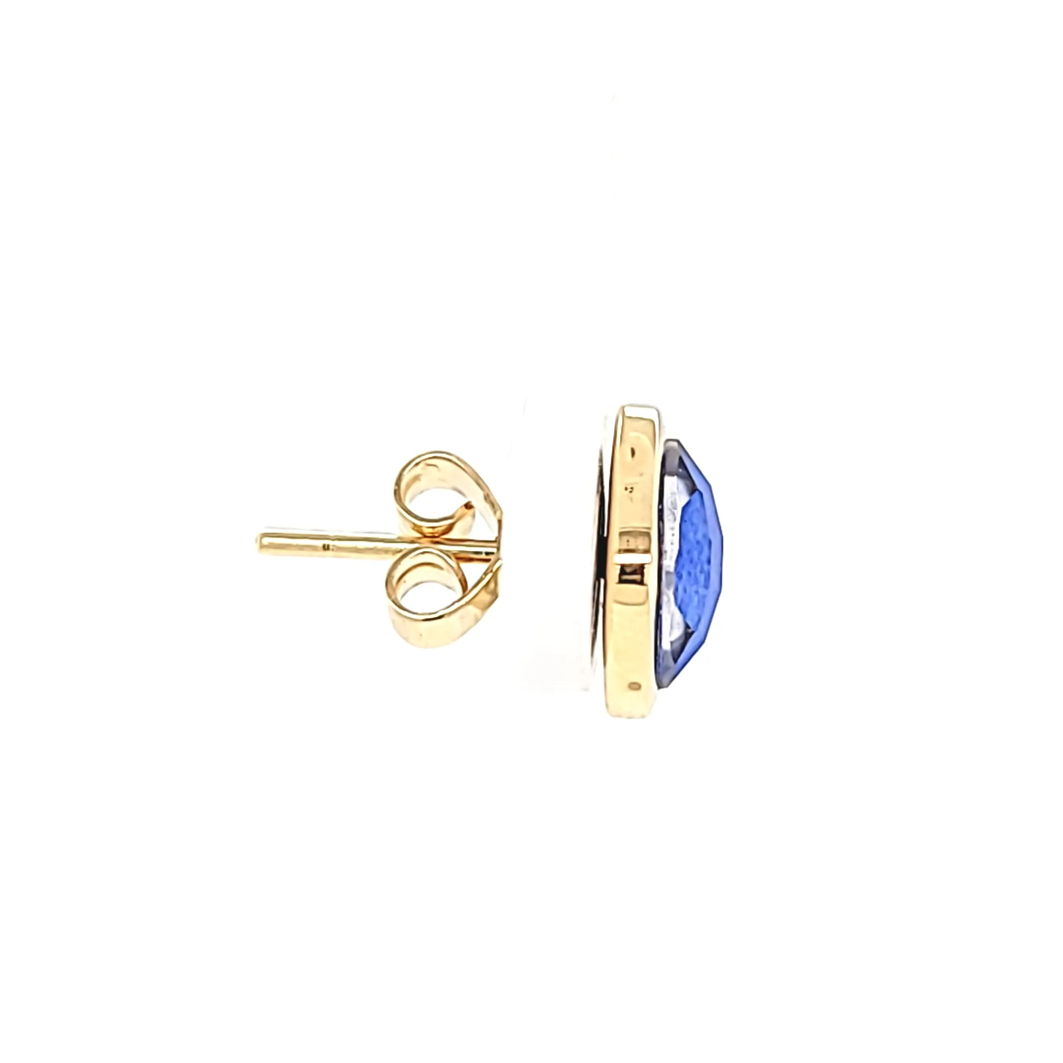 18k Yellow Gold Lapis Stud Earrings (I7717)