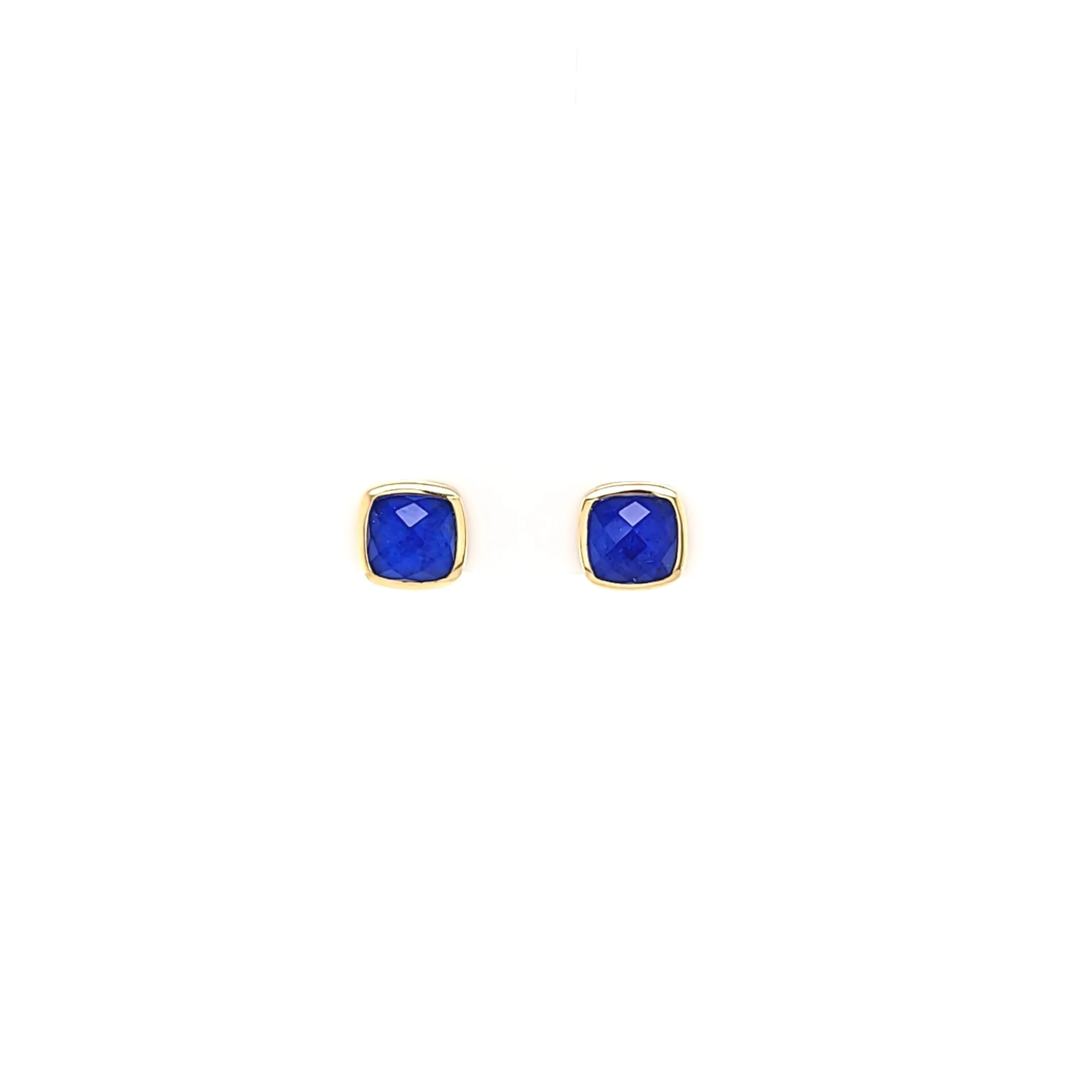 18k Yellow Gold Lapis Stud Earrings (I7717)