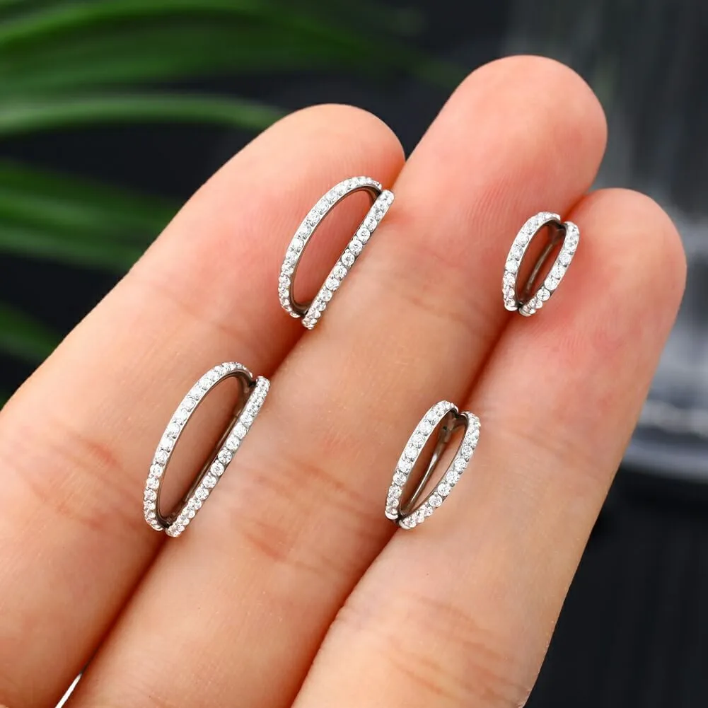 20G Double Titanium Nose Hoop Conch Earring CZ Helix Earring