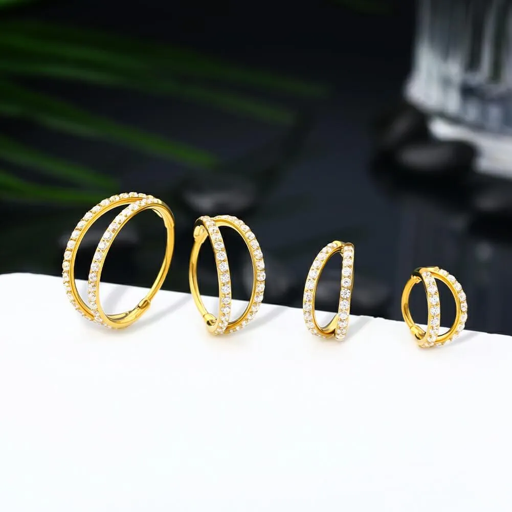 20G Double Titanium Nose Hoop Conch Earring CZ Helix Earring