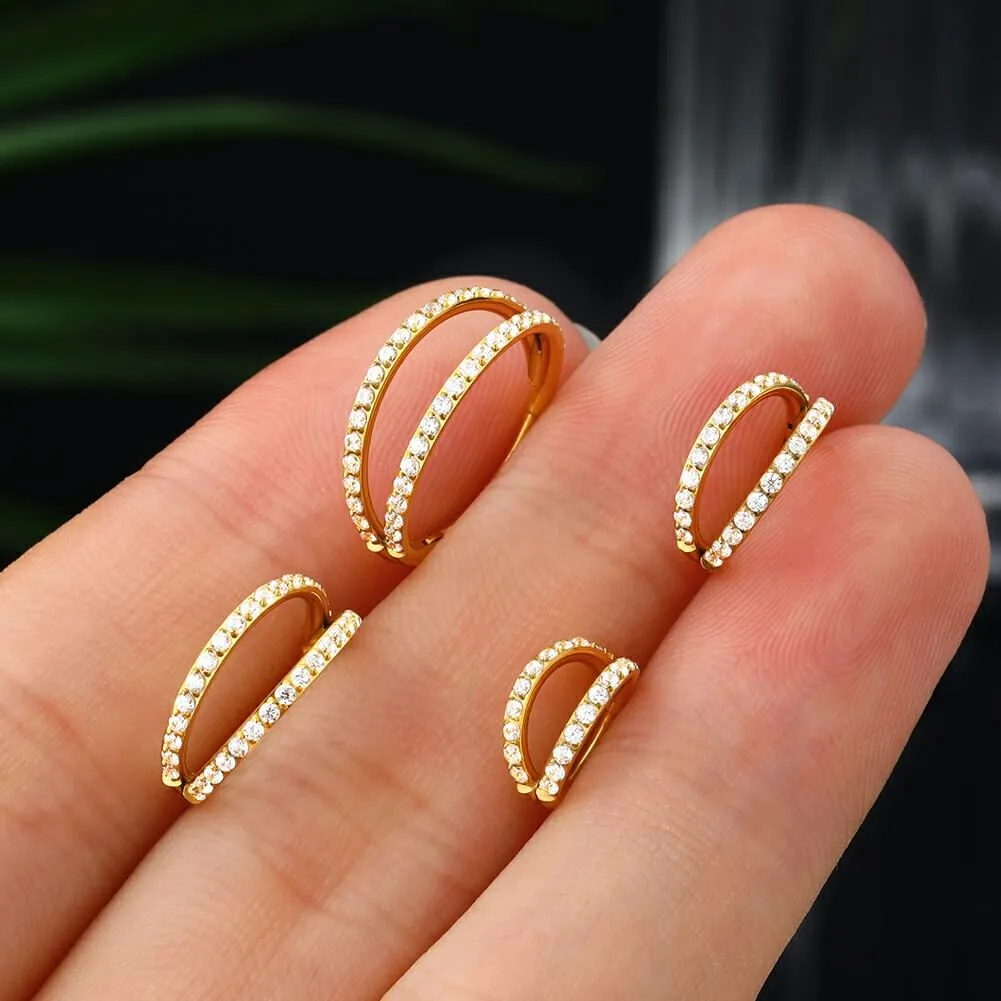 20G Double Titanium Nose Hoop Conch Earring CZ Helix Earring