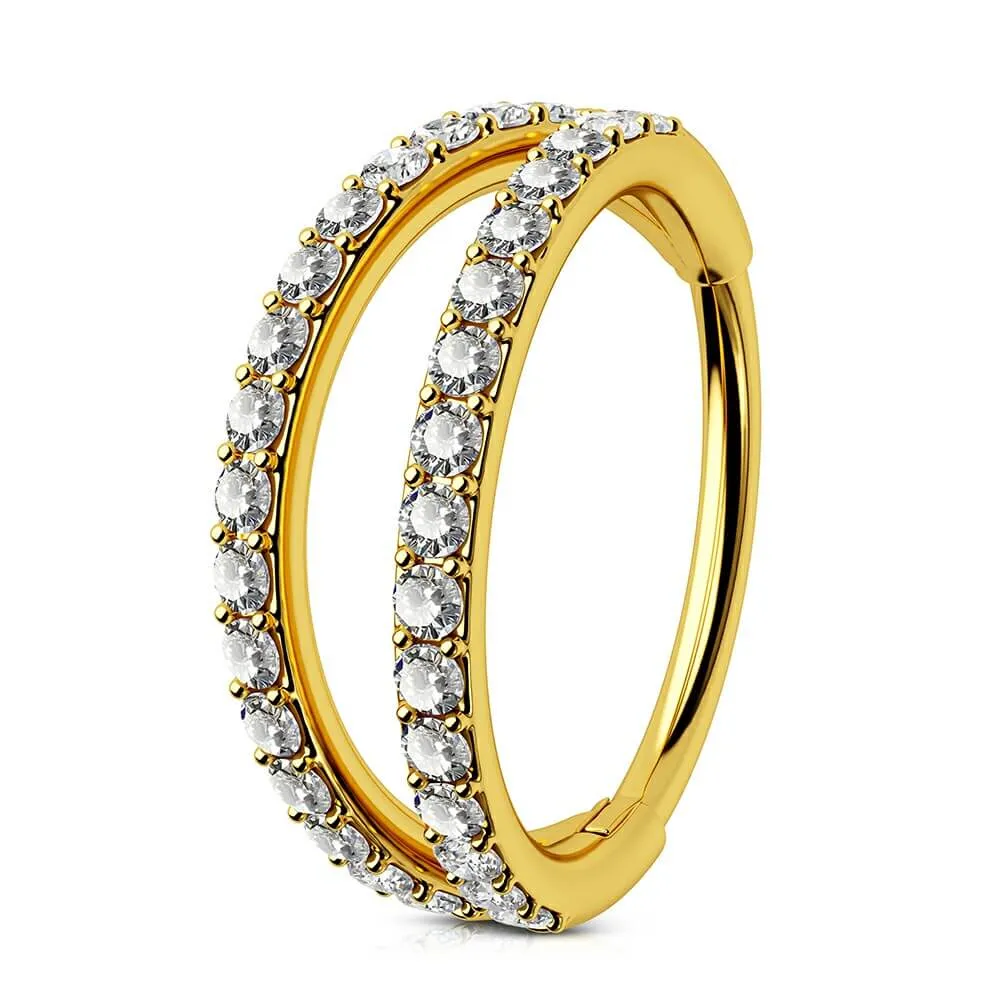 20G Double Titanium Nose Hoop Conch Earring CZ Helix Earring