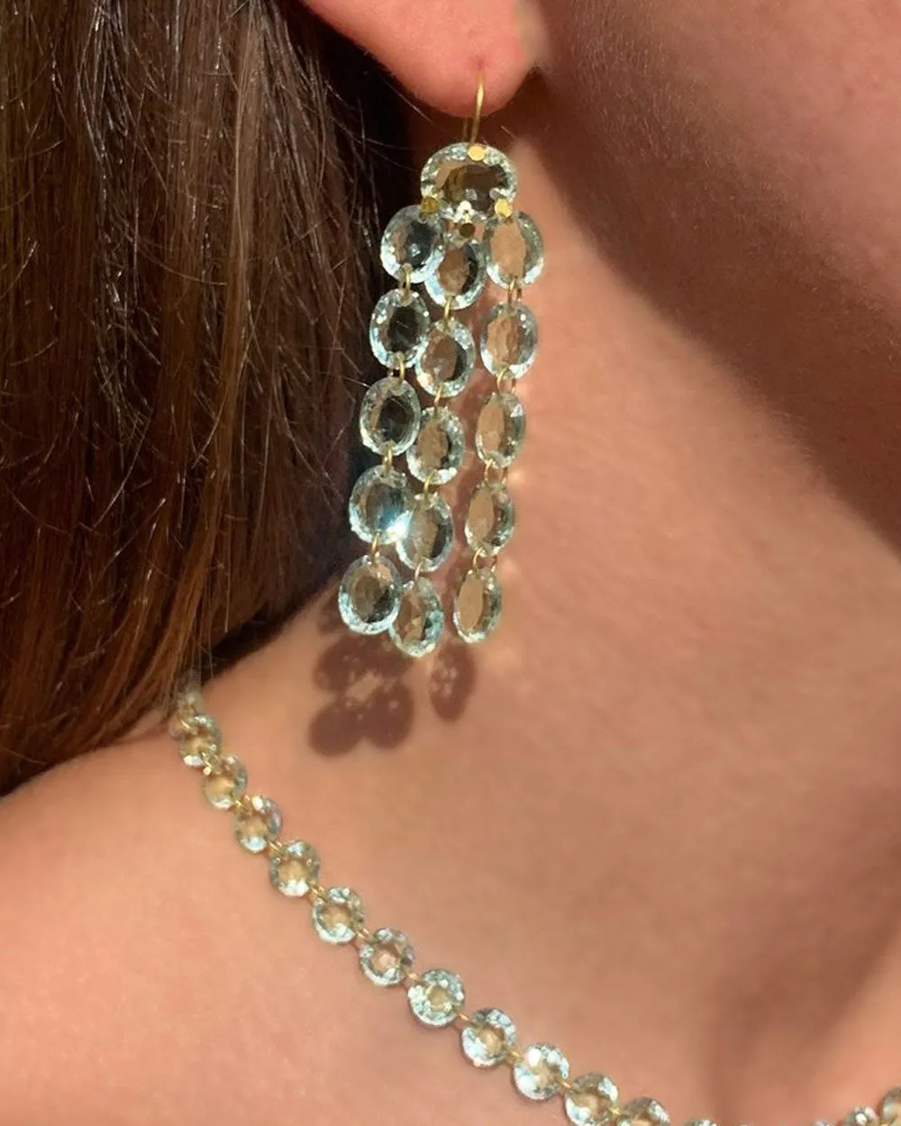 20k Yellow Gold Gem Waterfall Earrings