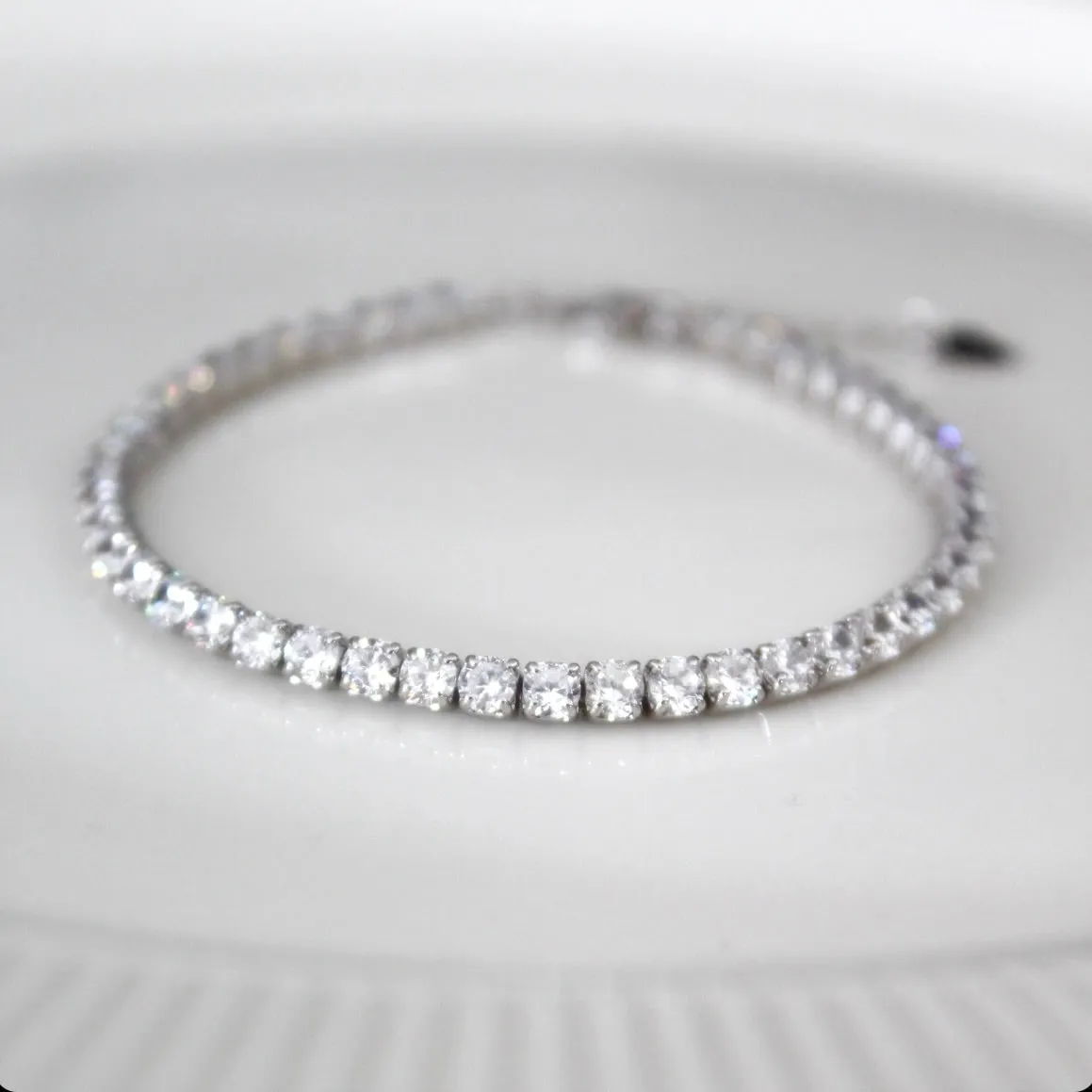 3mm Round CZ Adjustable Tennis Bracelet - Gold/Silver