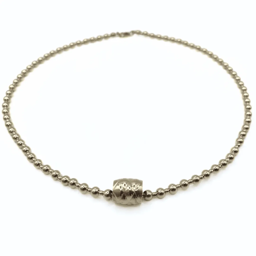 4mm 2mm 14k Gold-Filled Waterproof Dimension Barrel Necklace