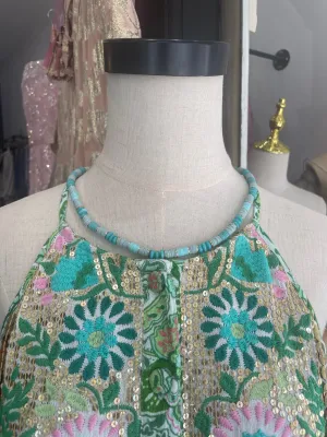 Adorne Bead Pattern Cord Back Necklace ANA2553TURQMULT
