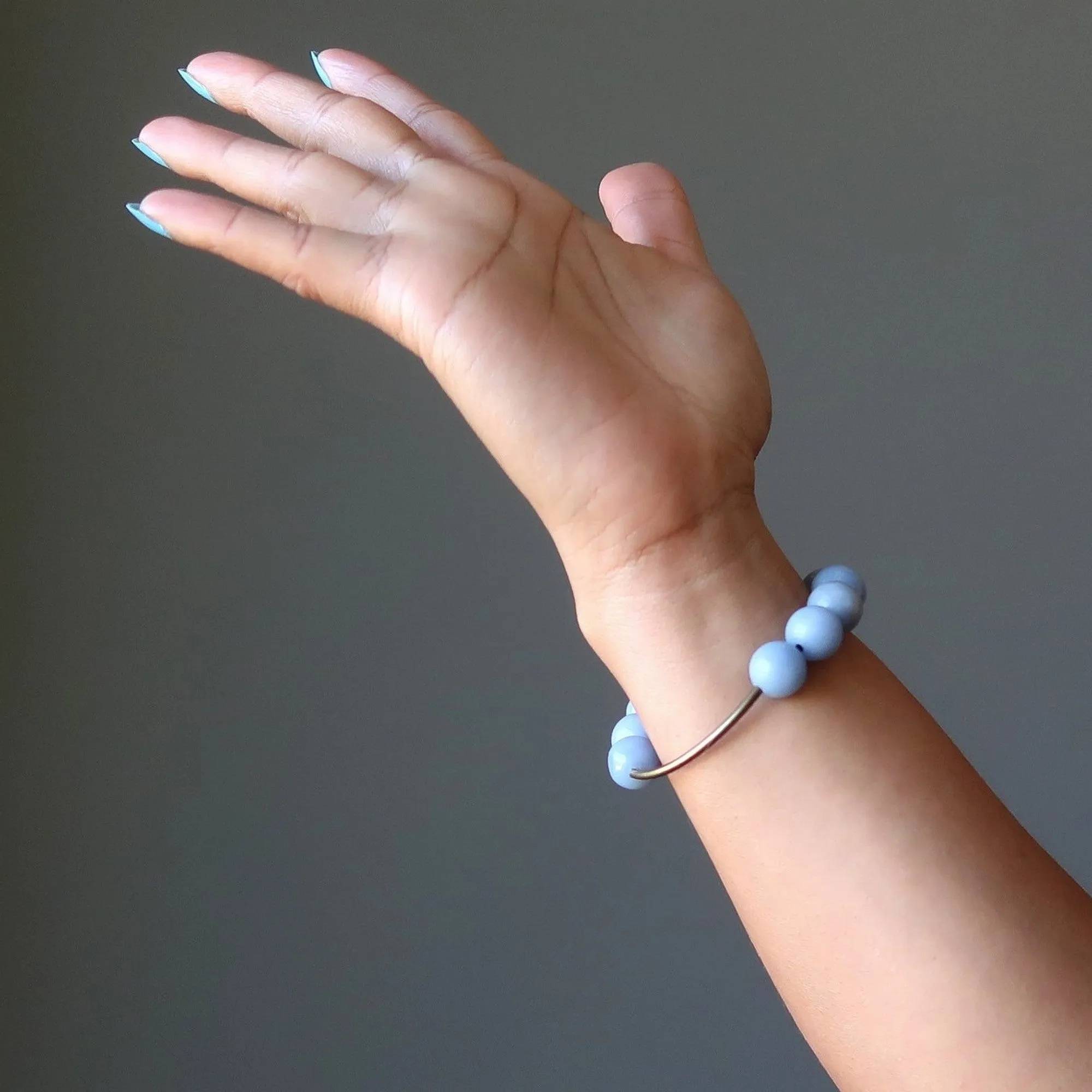 Angelite Bracelet Brass Angel Blue Gemstone