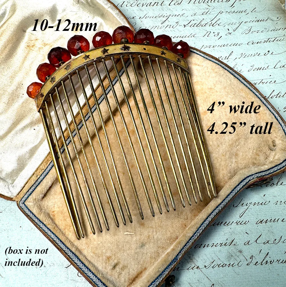 Antique 18th-early 19th Century French Empire Tiara, Decorative Hair Comb, Sterling Silver & Gold, Vermeil