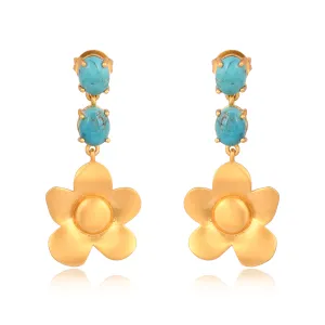 Beachside Bloom Drop Earrings - Turquoise