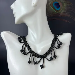 Black Diva net necklace with intricate design