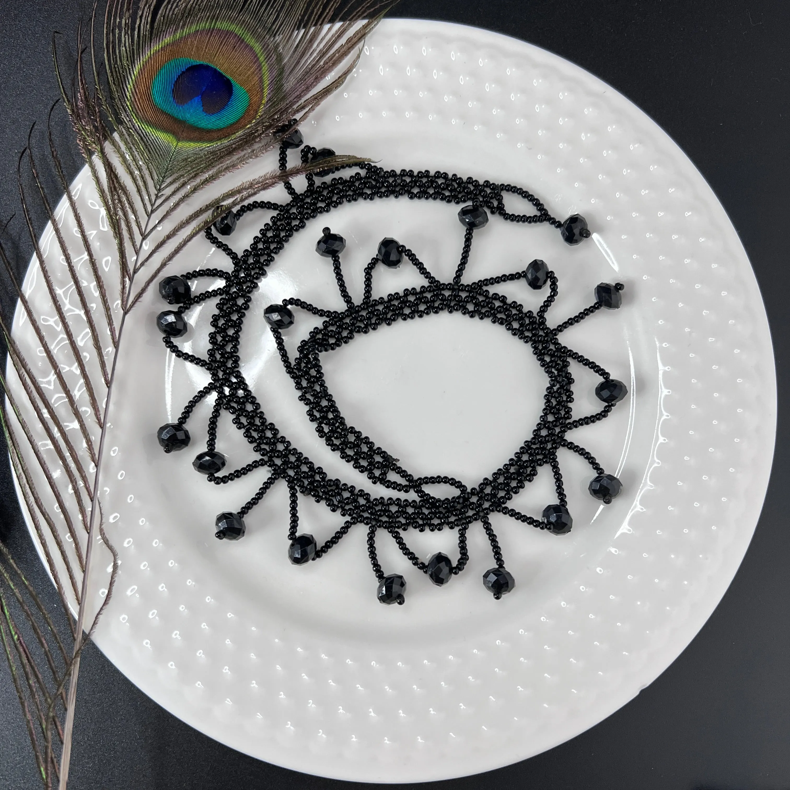 Black Diva net necklace with intricate design