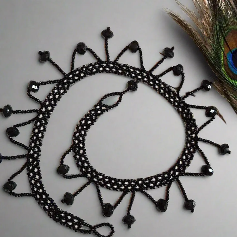 Black Diva net necklace with intricate design