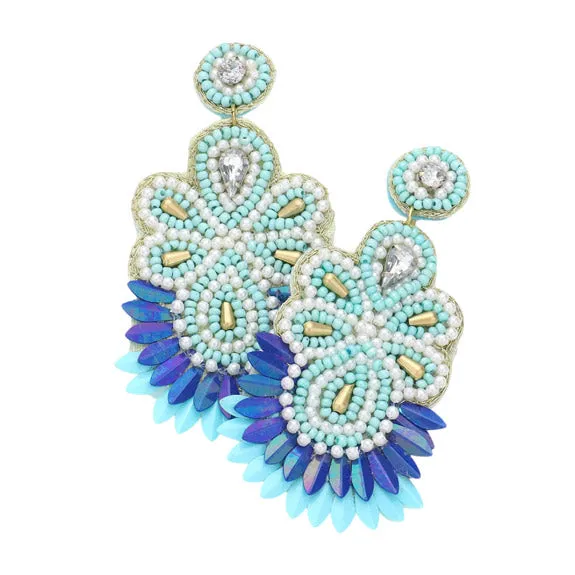 Boho Stone Beaded Sequin Dangle Earrings