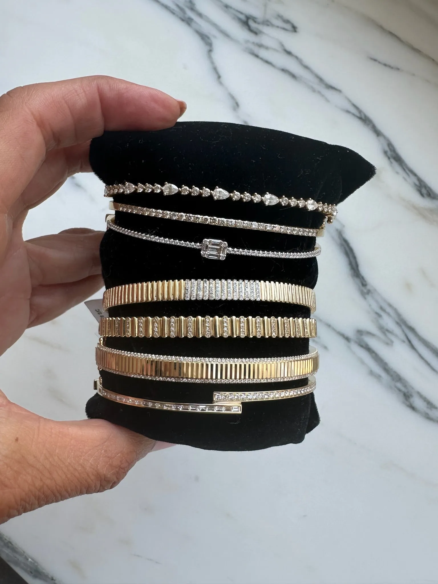 Bypass Diamond and Baguette Bangle