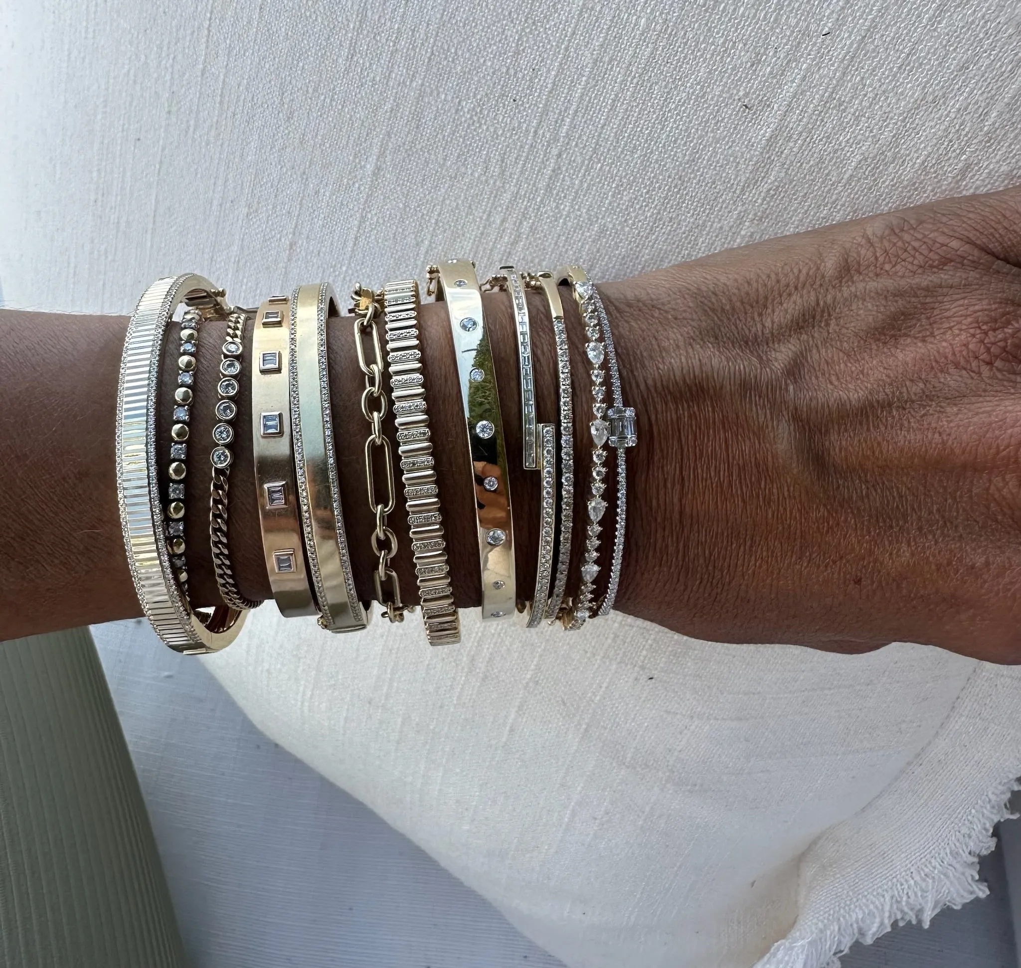 Bypass Diamond and Baguette Bangle