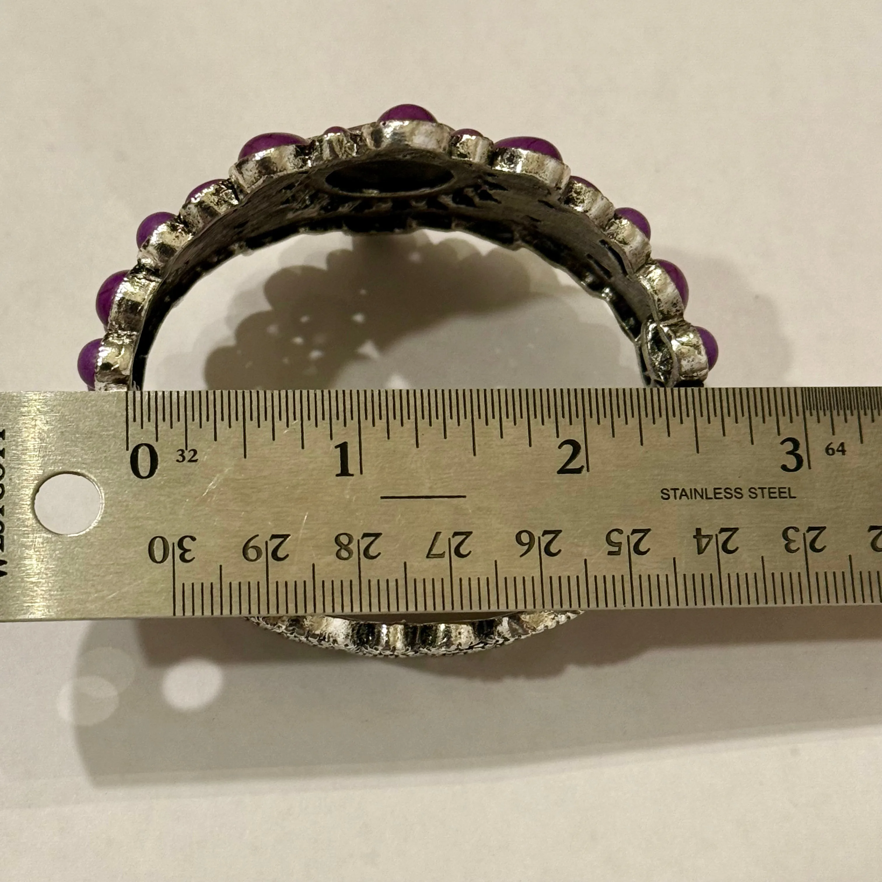 Cameo and Purple Howlite Silver Bangle 7Bracelet 26.00 ctw New