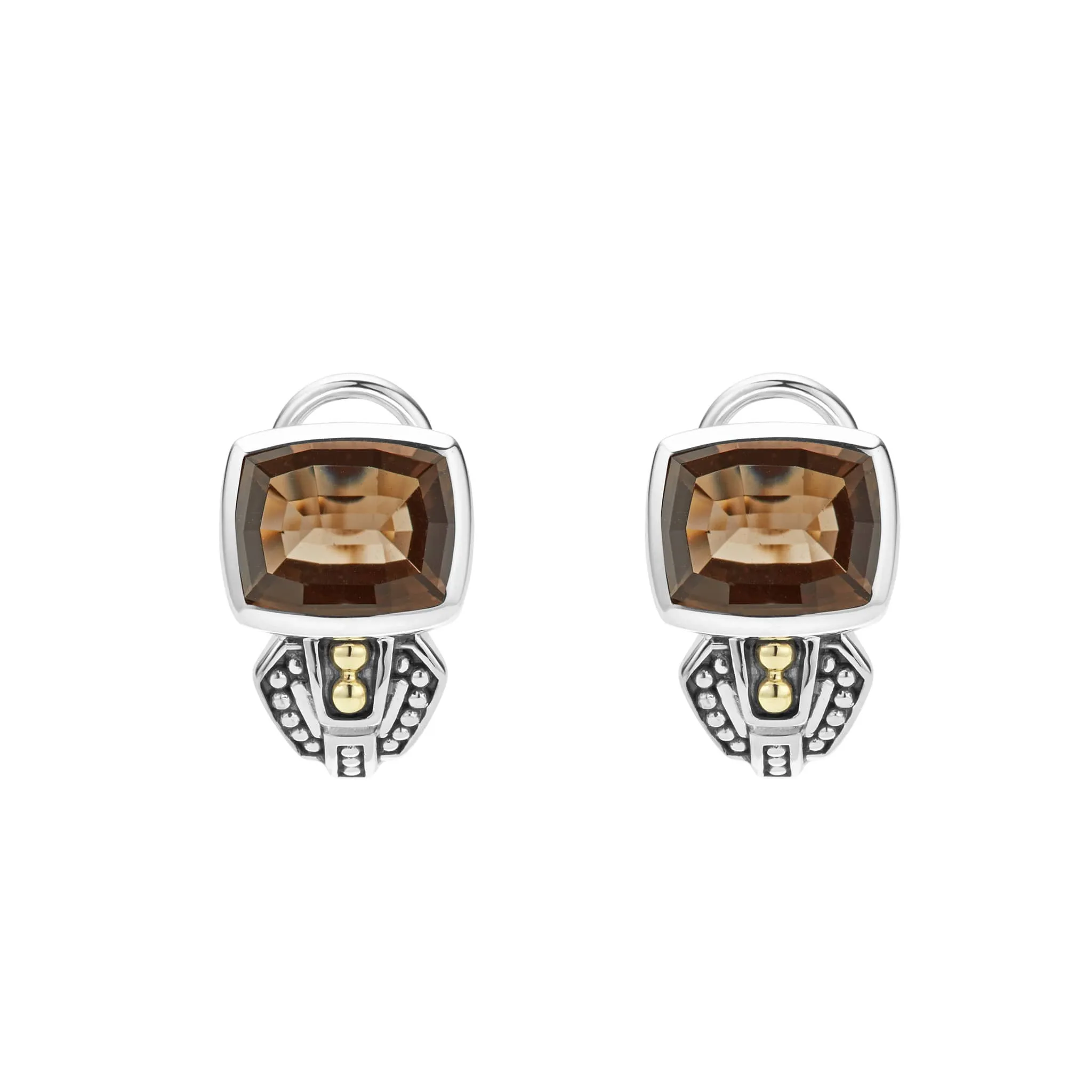 Caviar Color Smokey Quartz Gemstone Earrings