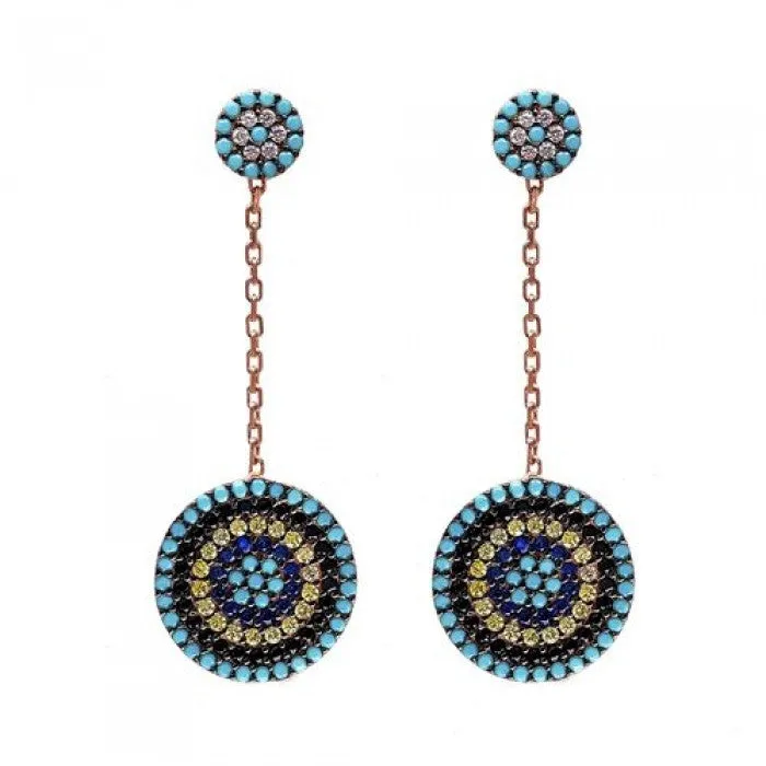 CHLOE EVIL EYE ROSE GOLD EARRINGS