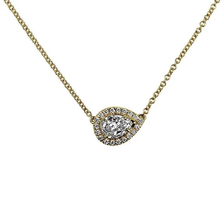 Christopher Designs 18k Yellow Gold L'Amour Pear Crisscut .49ct Diamond Necklace