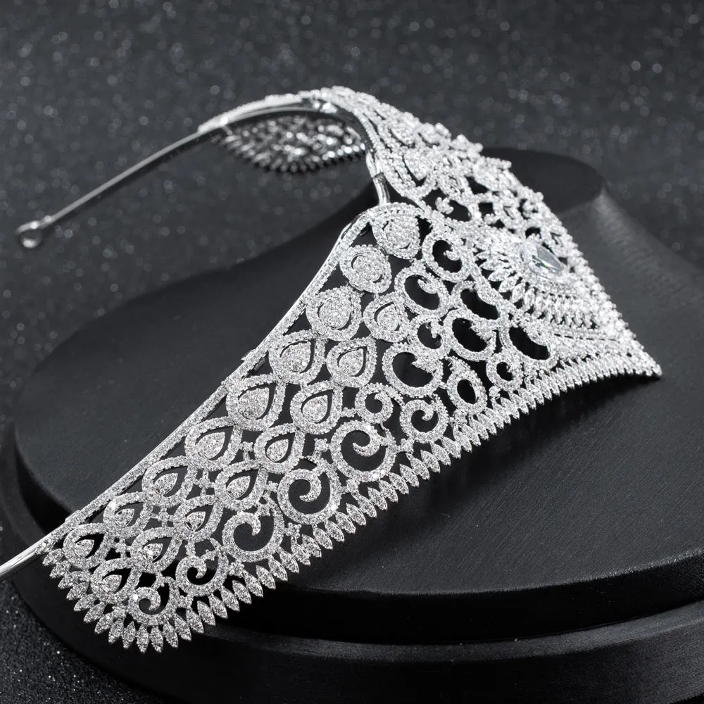 Cubic zircon wedding  bridal royal tiara diadem crown CH10227