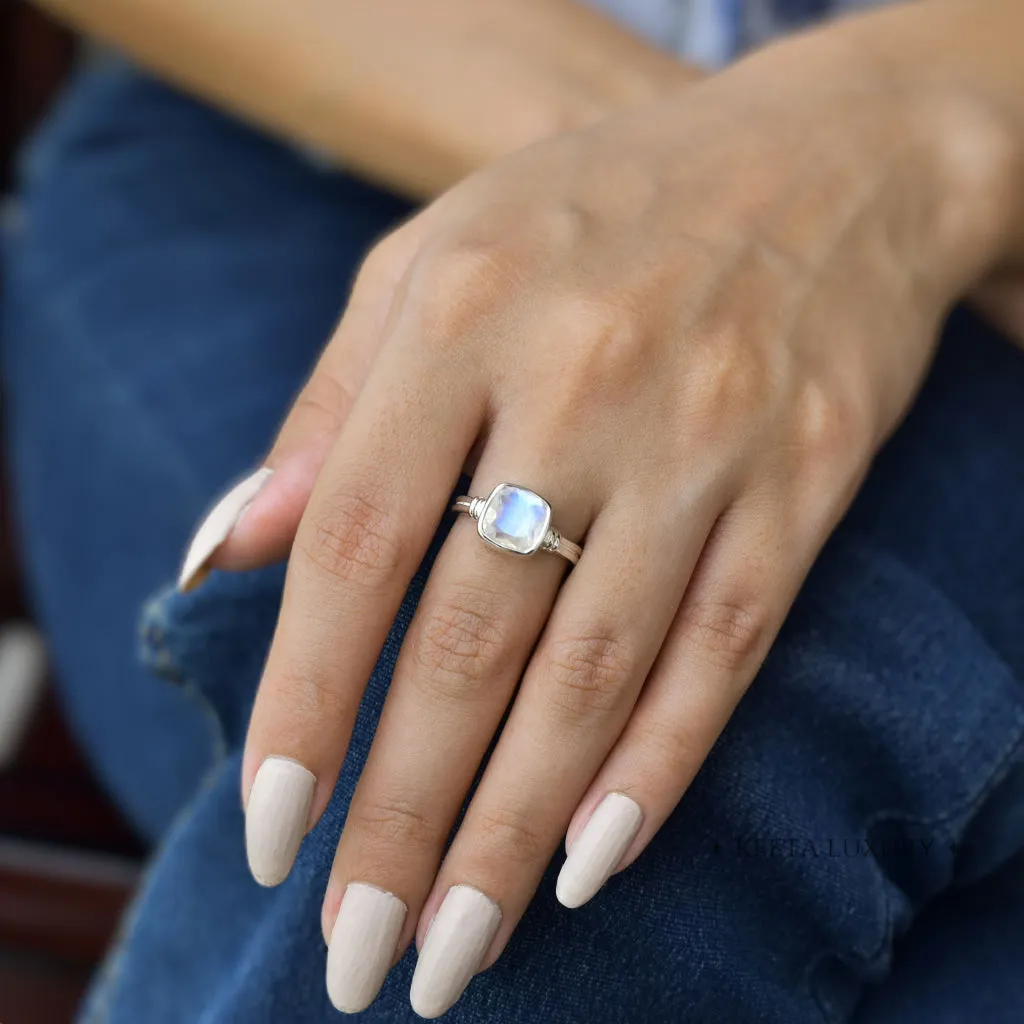 Cushion Charm - Moonstone Ring