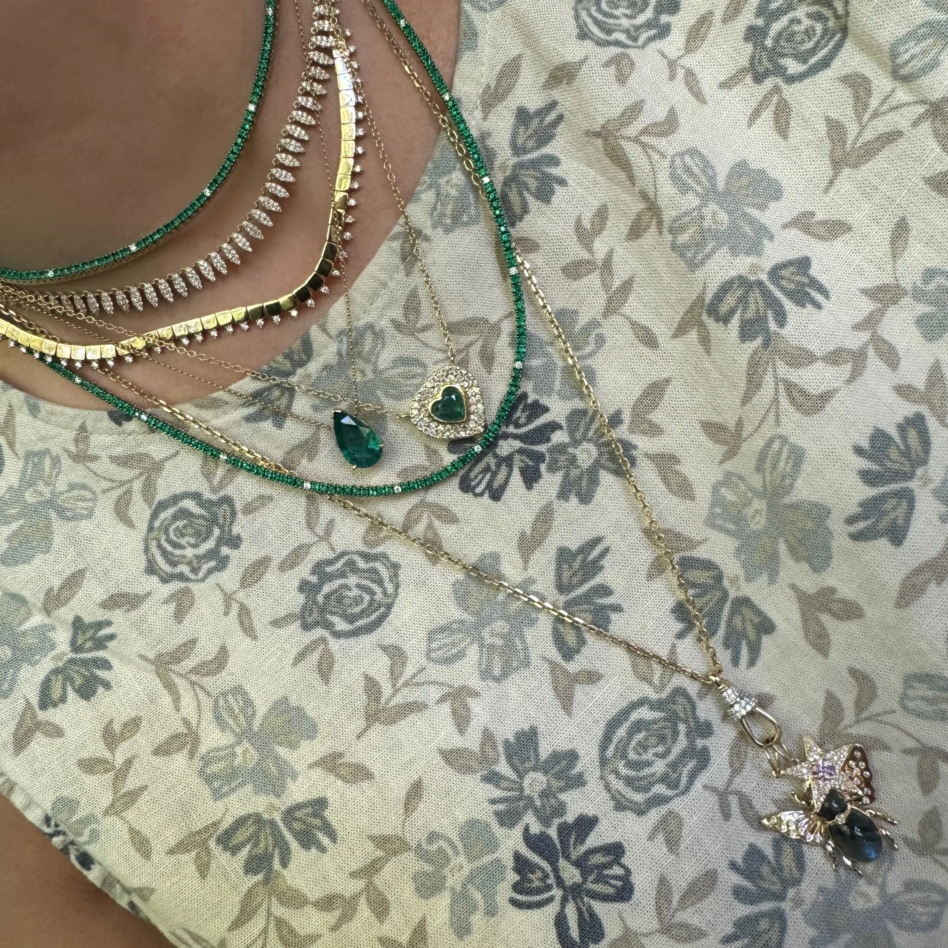 Diamond Pave Pear Drop Dangle Necklace