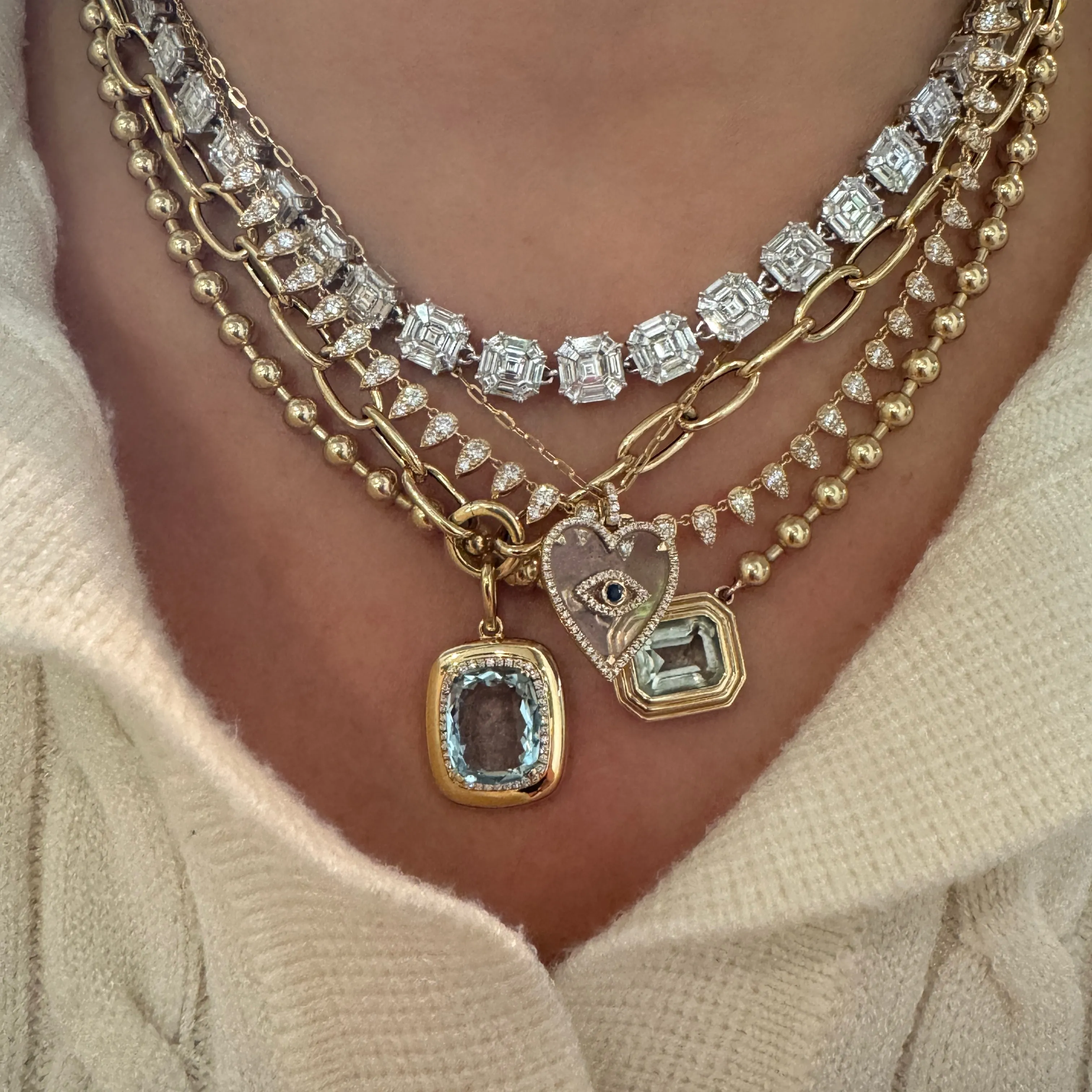 Diamond Pave Pear Drop Dangle Necklace