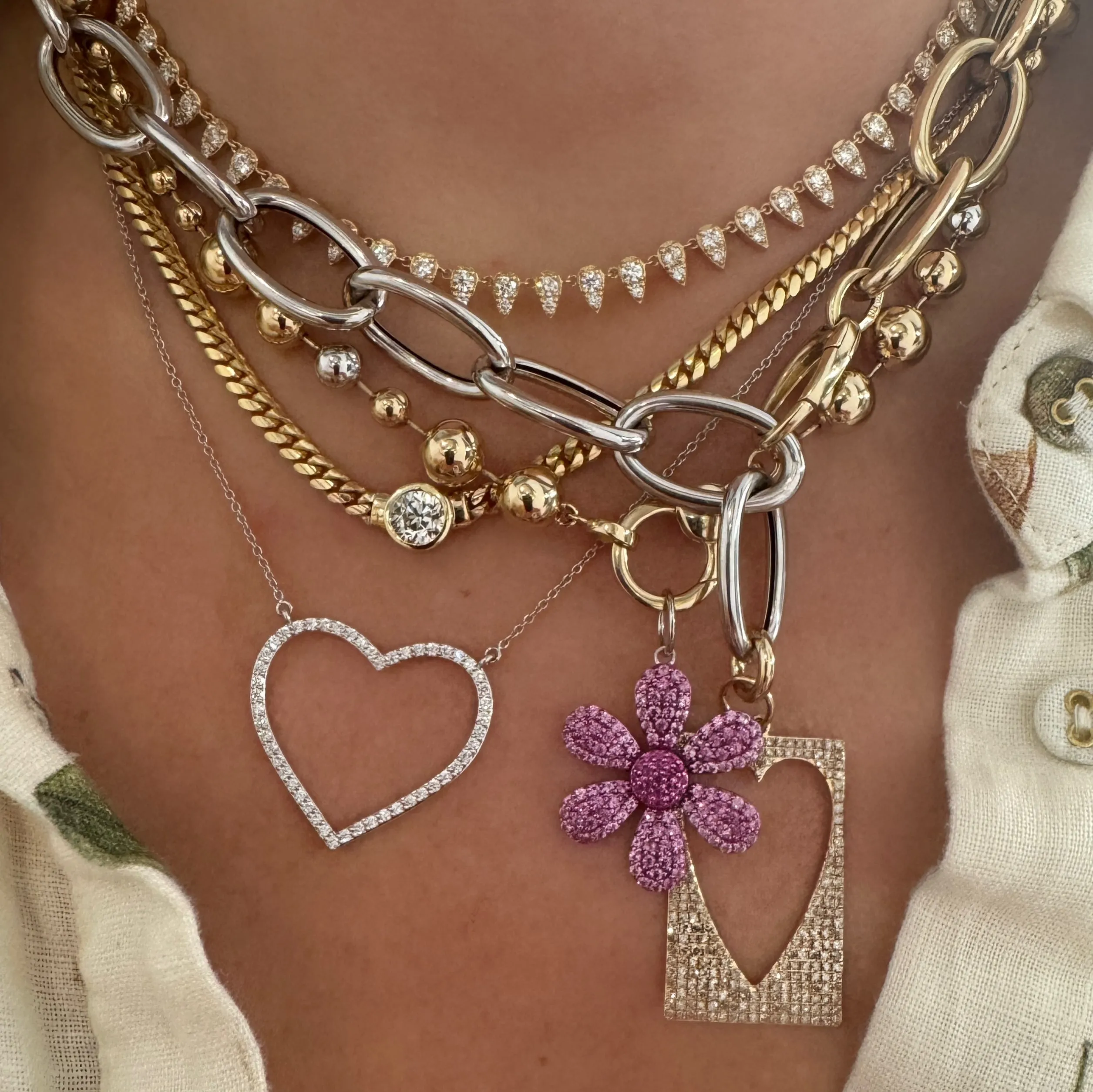 Diamond Pave Pear Drop Dangle Necklace
