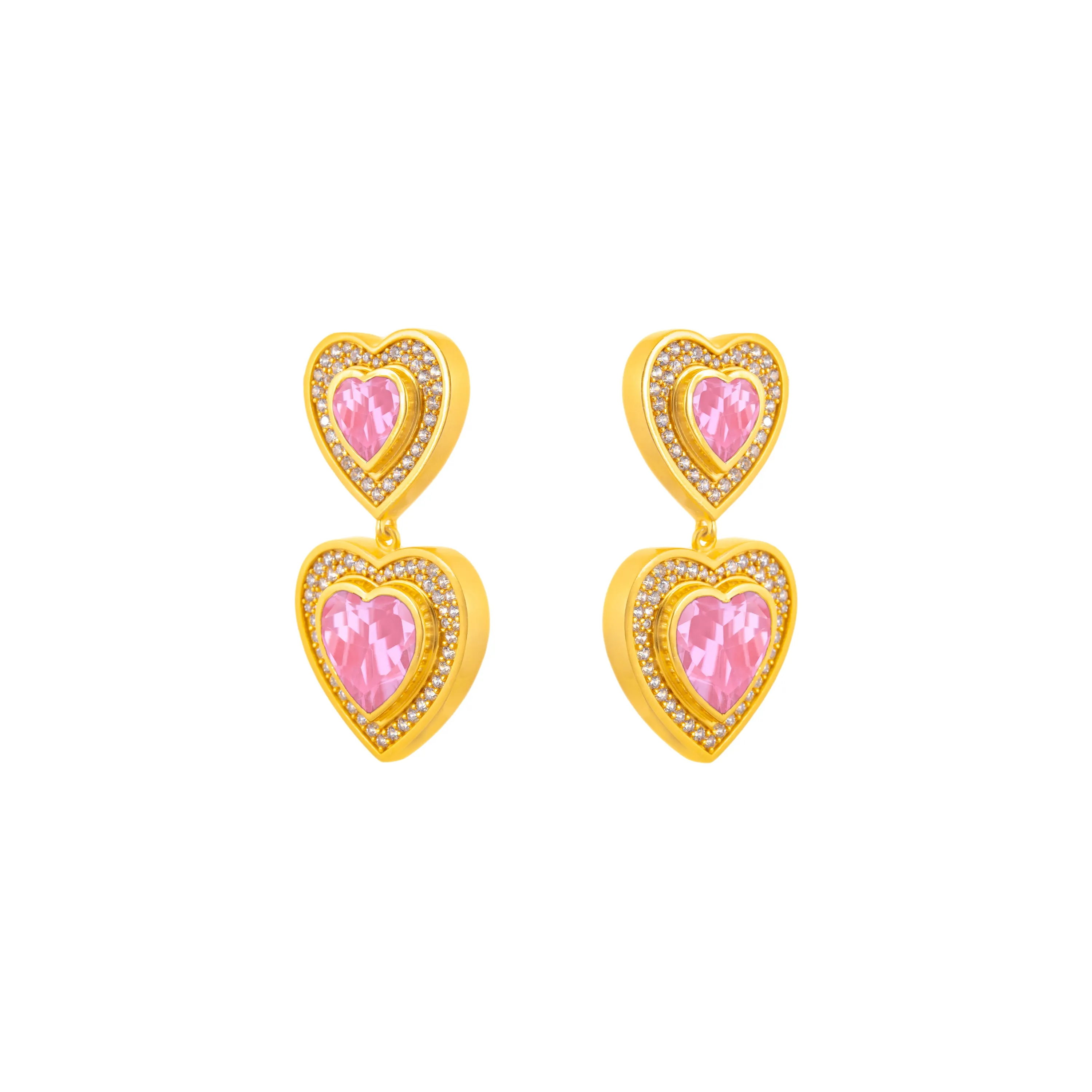 Diva Earrings Rose Quartz & Clear Crystal