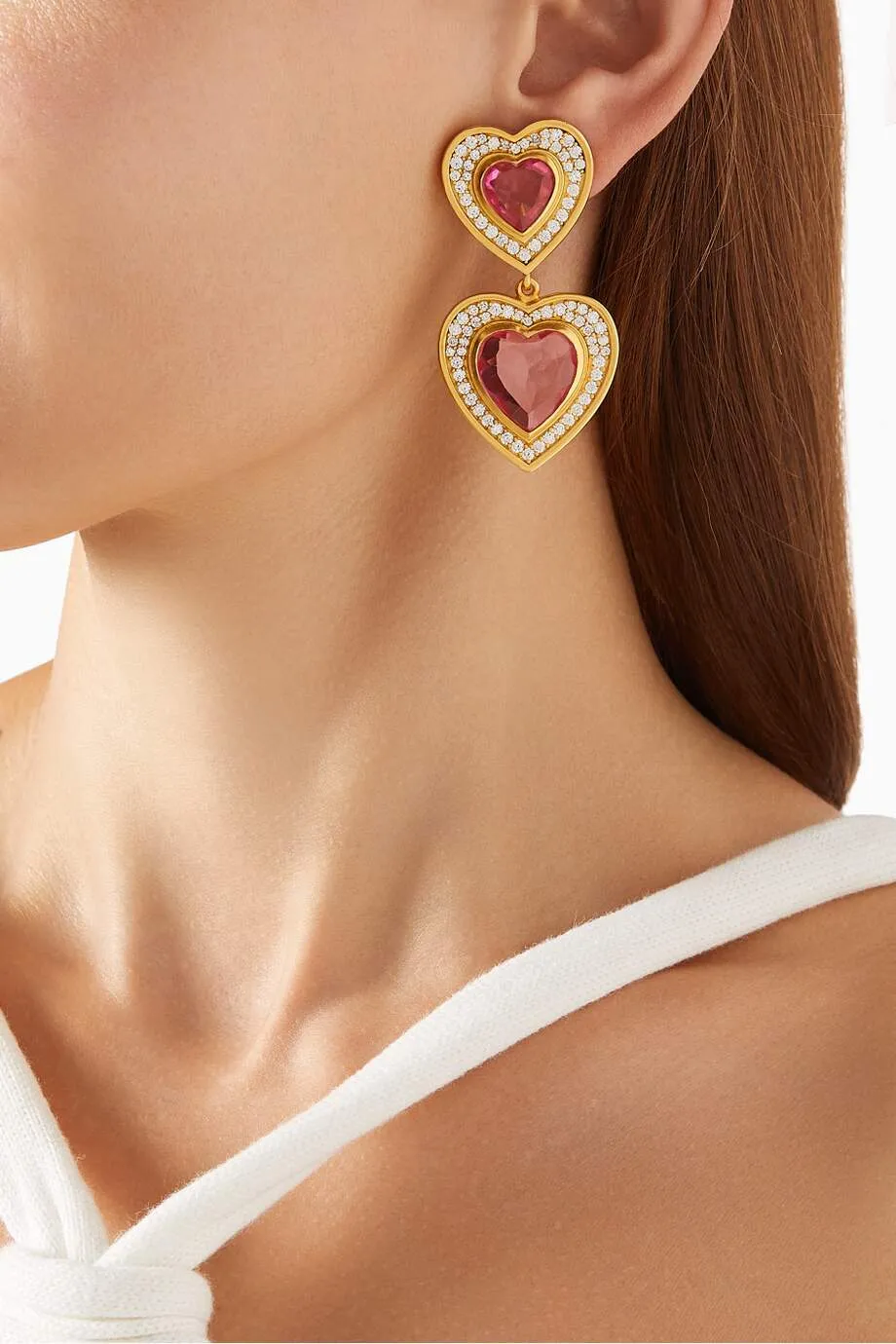 Diva Earrings Rose Quartz & Clear Crystal