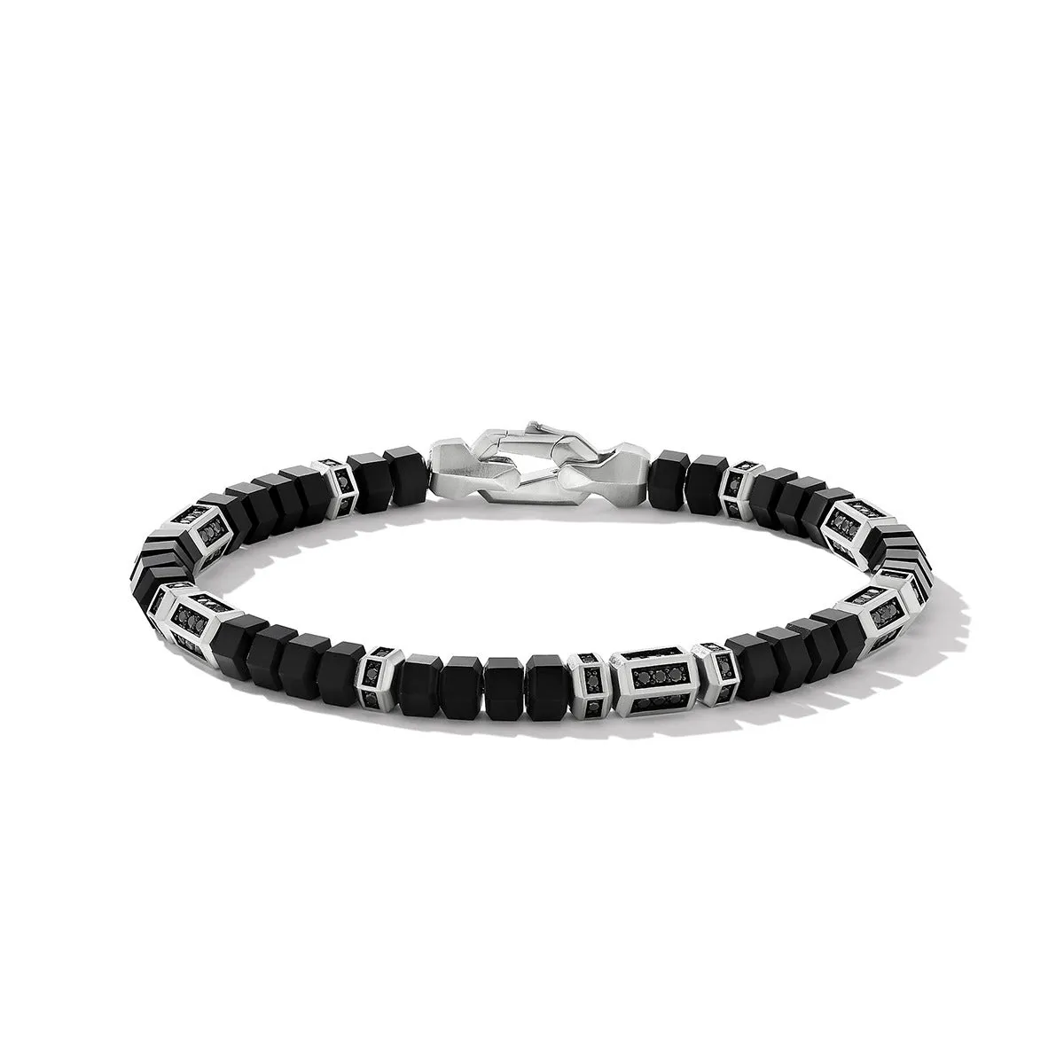 DY Hex Bead Bracelet with Black Onyx and Pave Black Diamonds