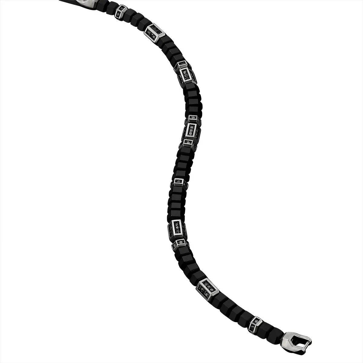 DY Hex Bead Bracelet with Black Onyx and Pave Black Diamonds