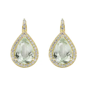 Earrings - Green Quartz And Diamond